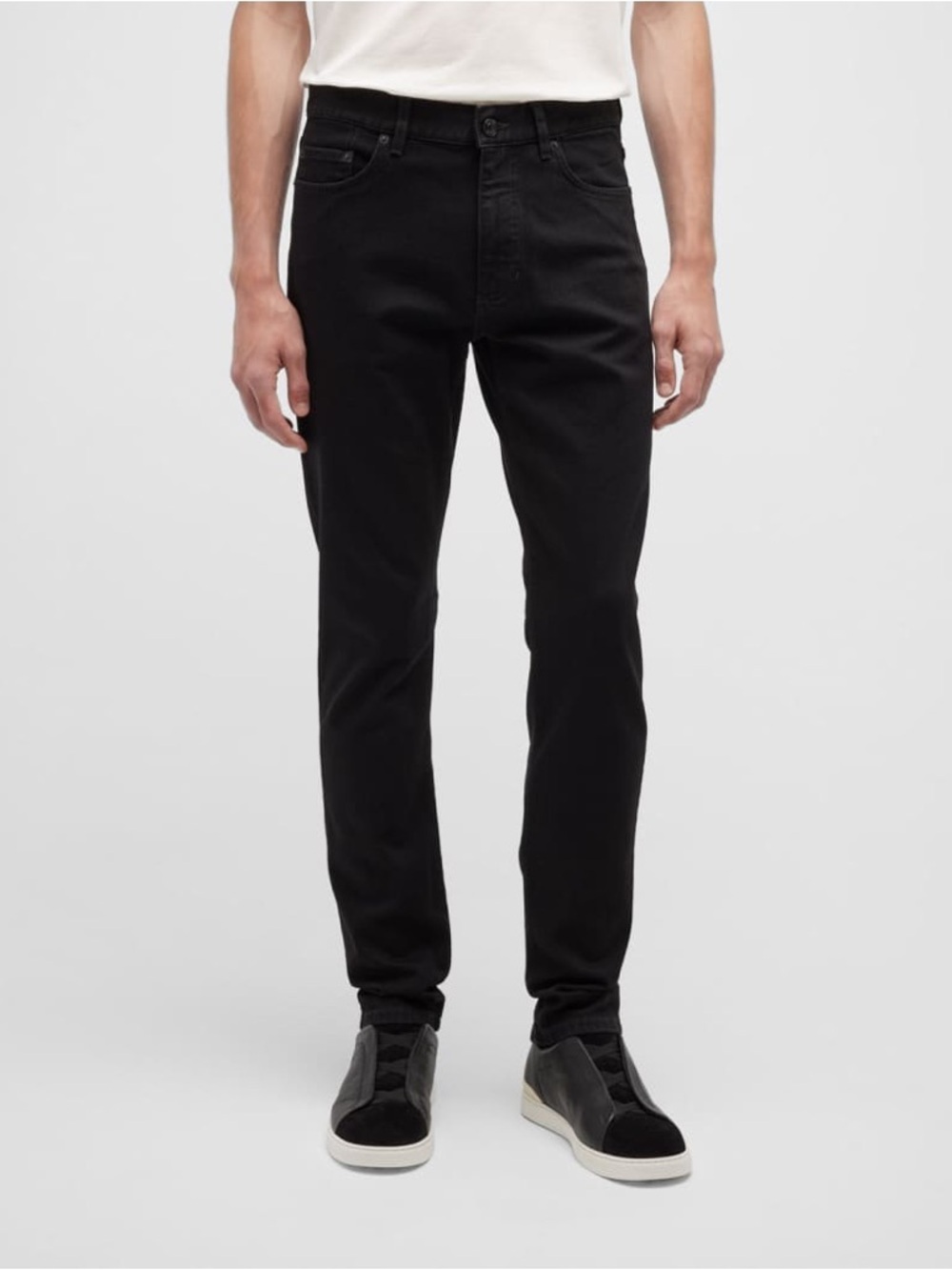 Ermenegildo Zegna "Gan" Fit Stretch Cotton 5-Pocket Trousers Black Mens Sz 36